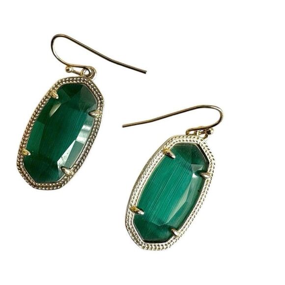 Kendra Scott Dani earrings in gold and emerald cat's eye - Picture 8 of 9